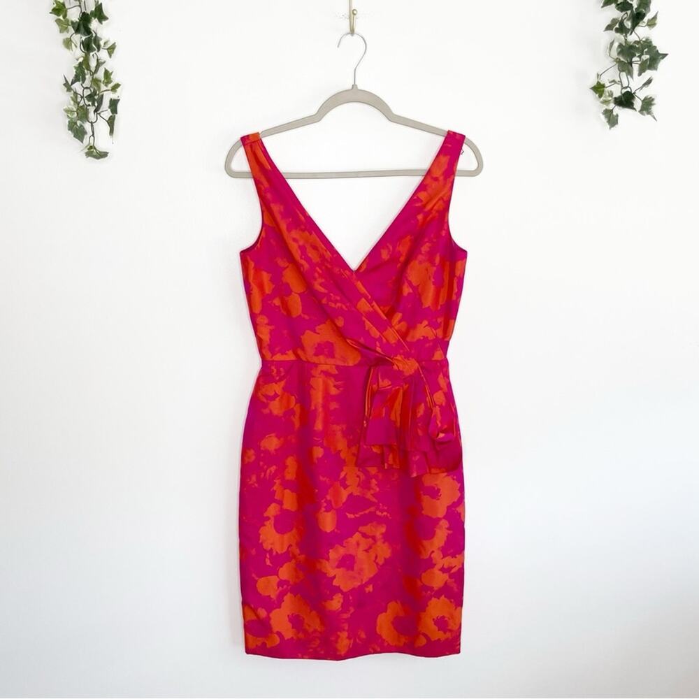 LELA ROSE Pink Orange Floral Sheath Dress Size 6